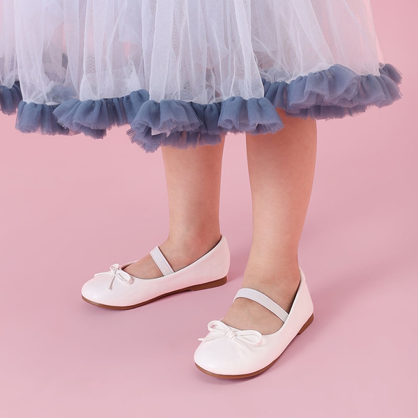 Girl's Ballerina Flat Shoes - WHITE-PU - 4